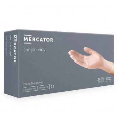 Рукавички вінілові неопудрені Mercator L 100 штук